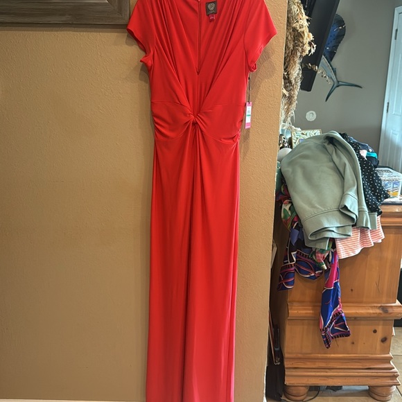 Vince Camuto - Jersey twist-front jumpsuit - large coral - Picture 4 of 8